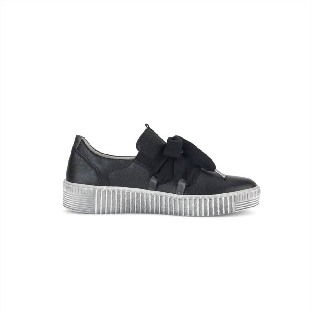 NEW GABOR women's ribbon lace sneaker in black